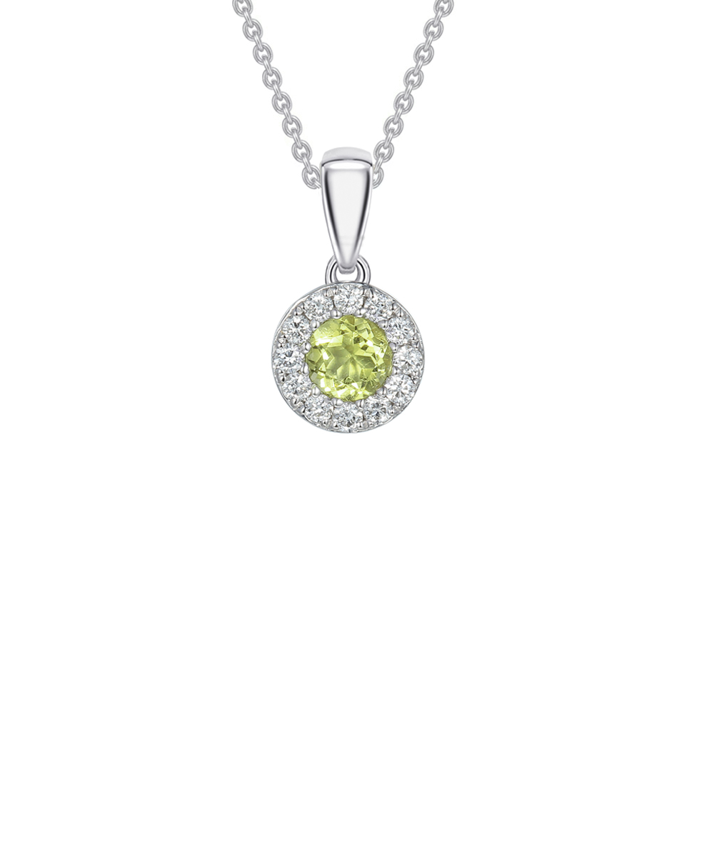 August Birthstone - Peridot & Diamond Halo Pendant