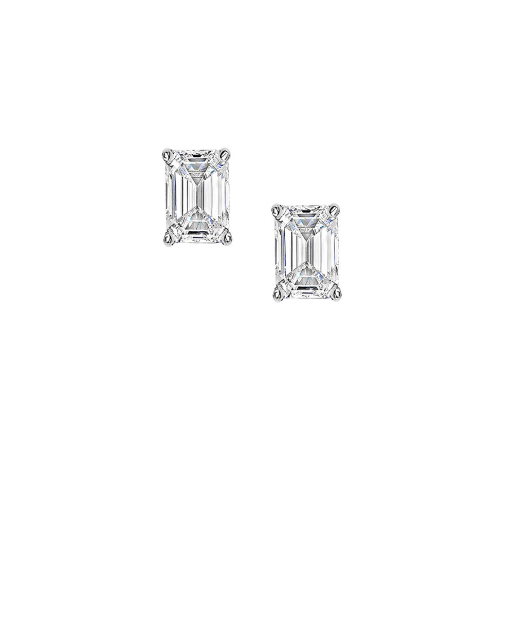 Classic Emerald Cut Diamond Stud Earrings