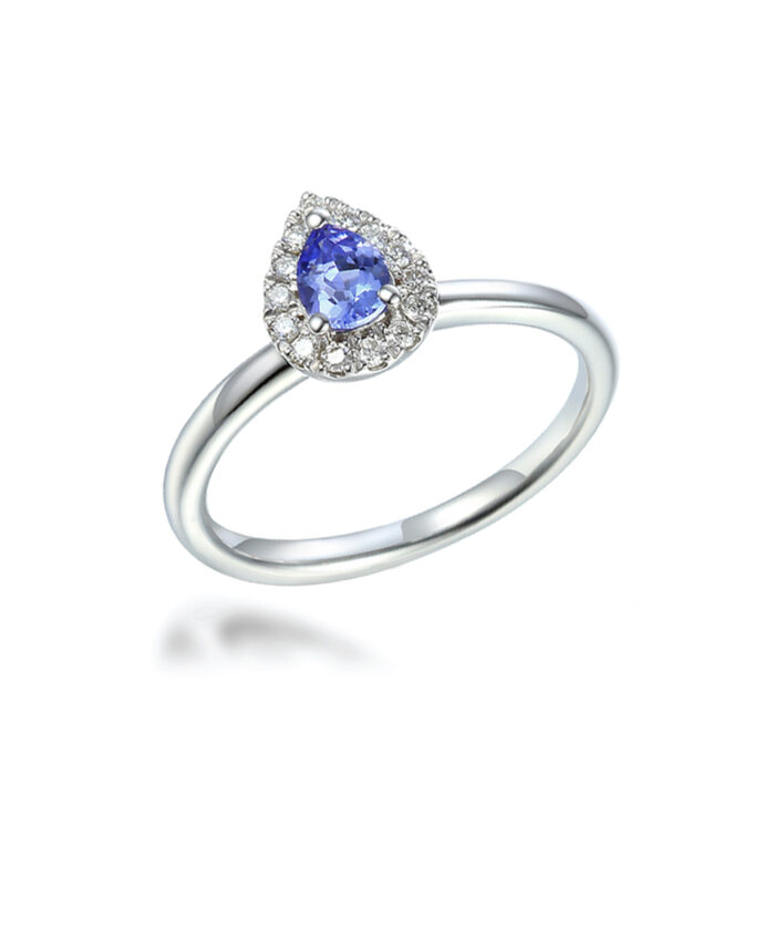 December Birthstone - Tanzanite & Diamond Halo Birthstone Ring