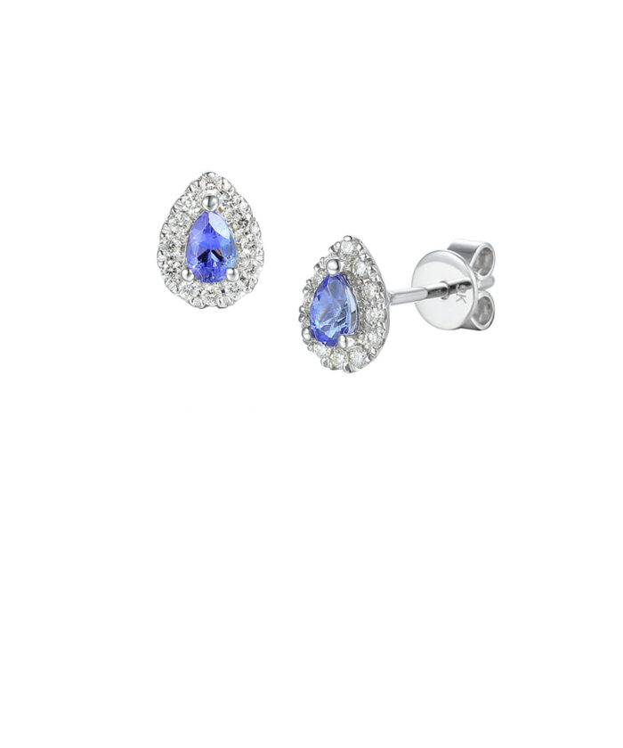 December Birthstone - Tanzanite & Diamond Halo Earrings