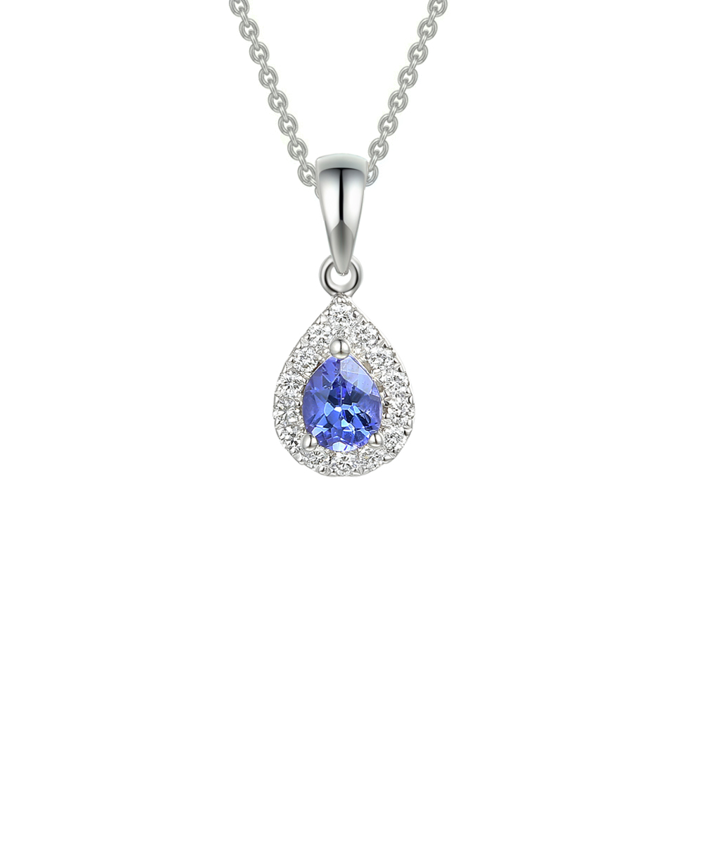 December Birthstone - Tanzanite & Diamond Halo Pendant