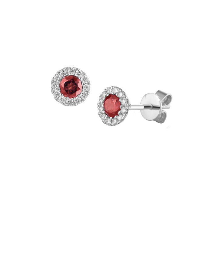 January Birthstone - Garnet & Diamond Birthstone Earrings