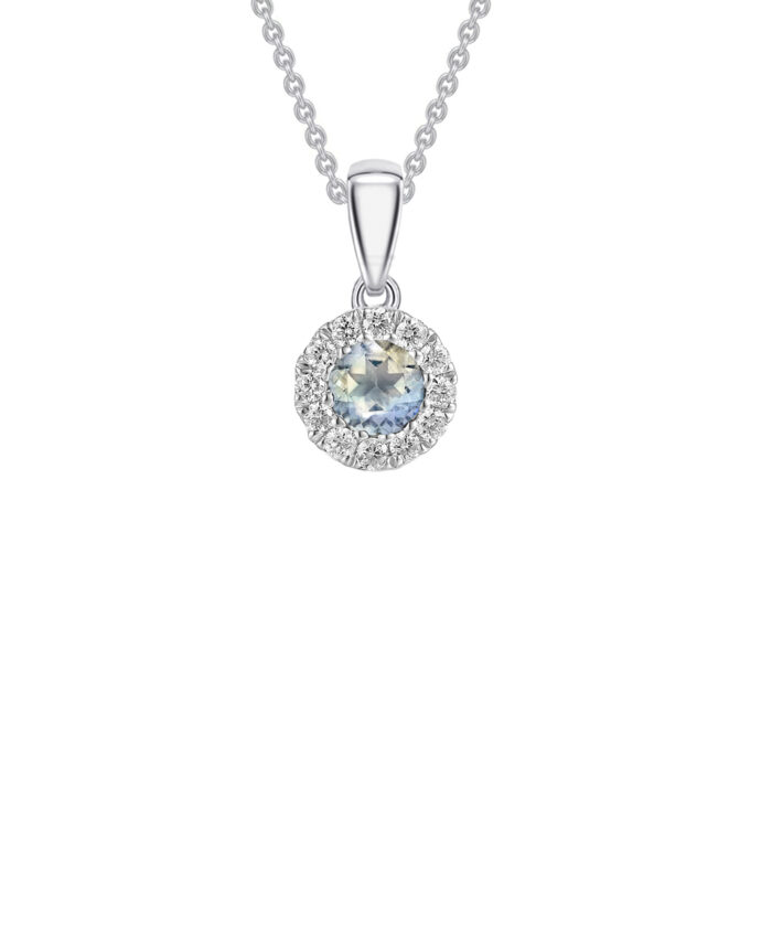 June Birthstone - Moonstone & Diamond Halo Birthstone Pendant