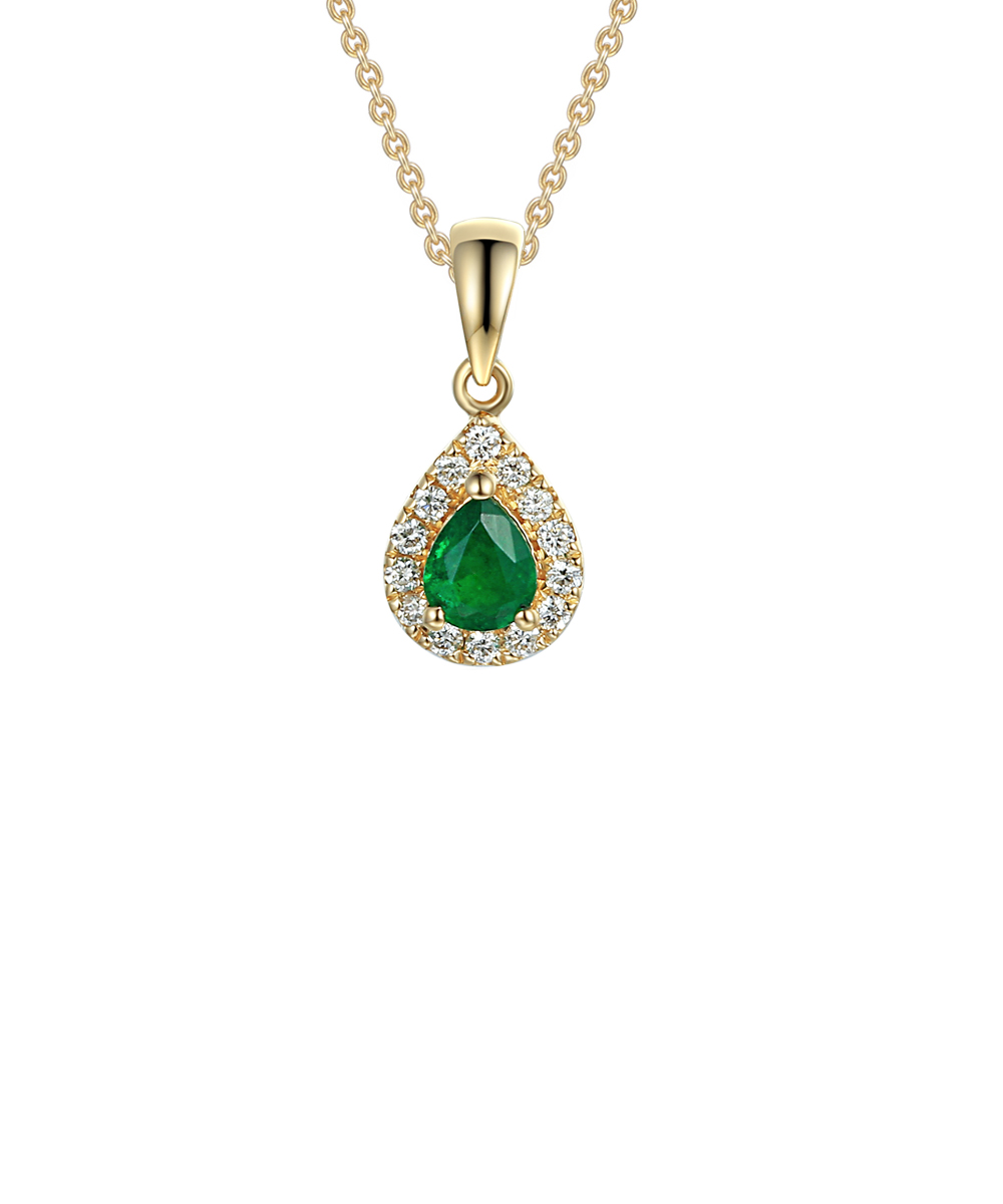 May Birthstone - Emerald & Diamond Halo Pendant