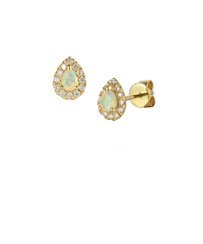 October Birthstone - Opal & Diamond Halo Earrings