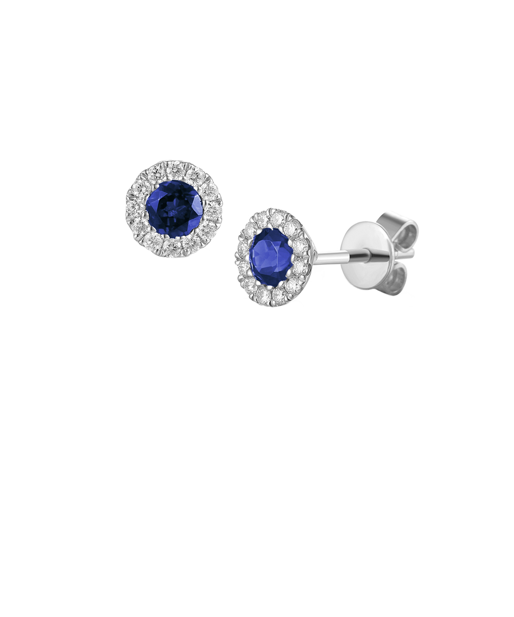 September Birthstone - Sapphire & Diamond Halo Earrings