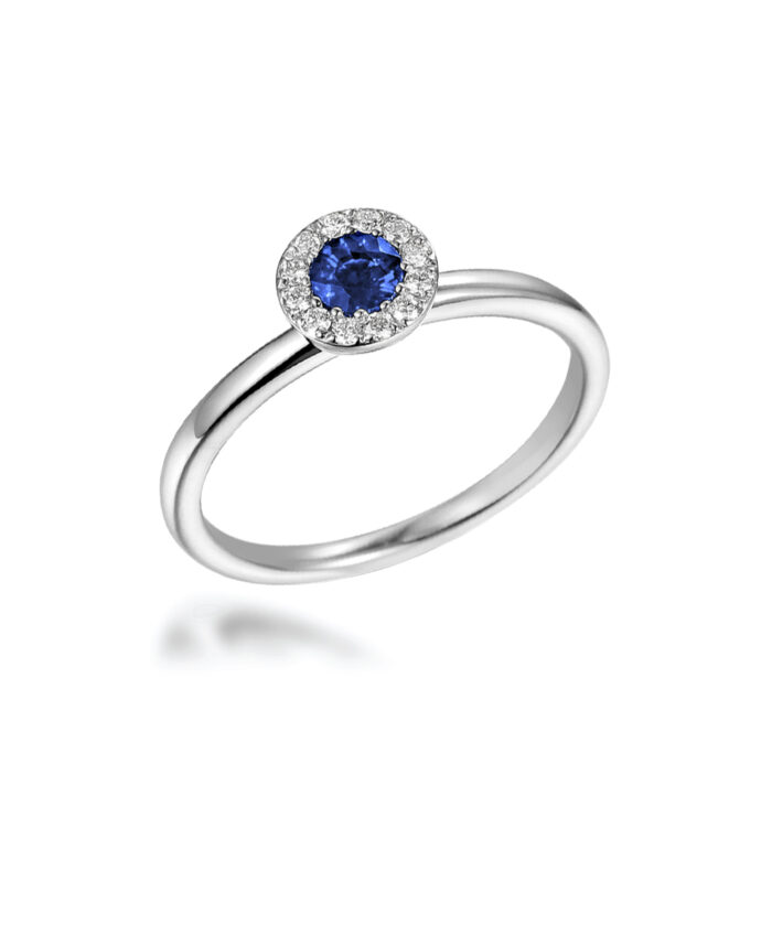 September Birthstone - Sapphire & Diamond Halo Ring