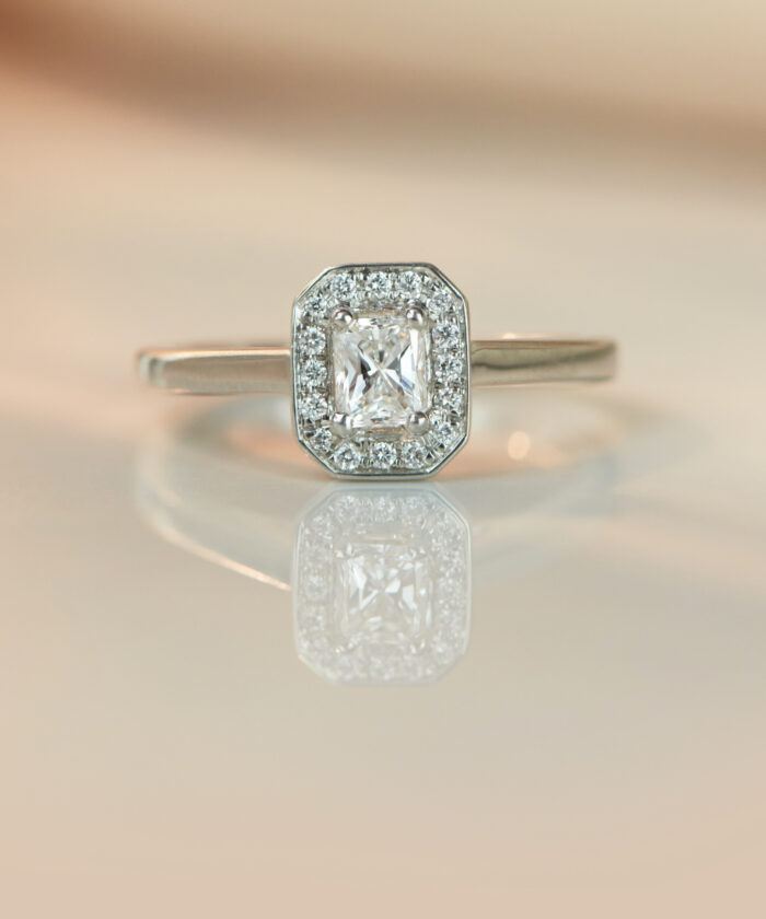 0.40ct Radiant Cut Diamond Cluster Engagement Ring