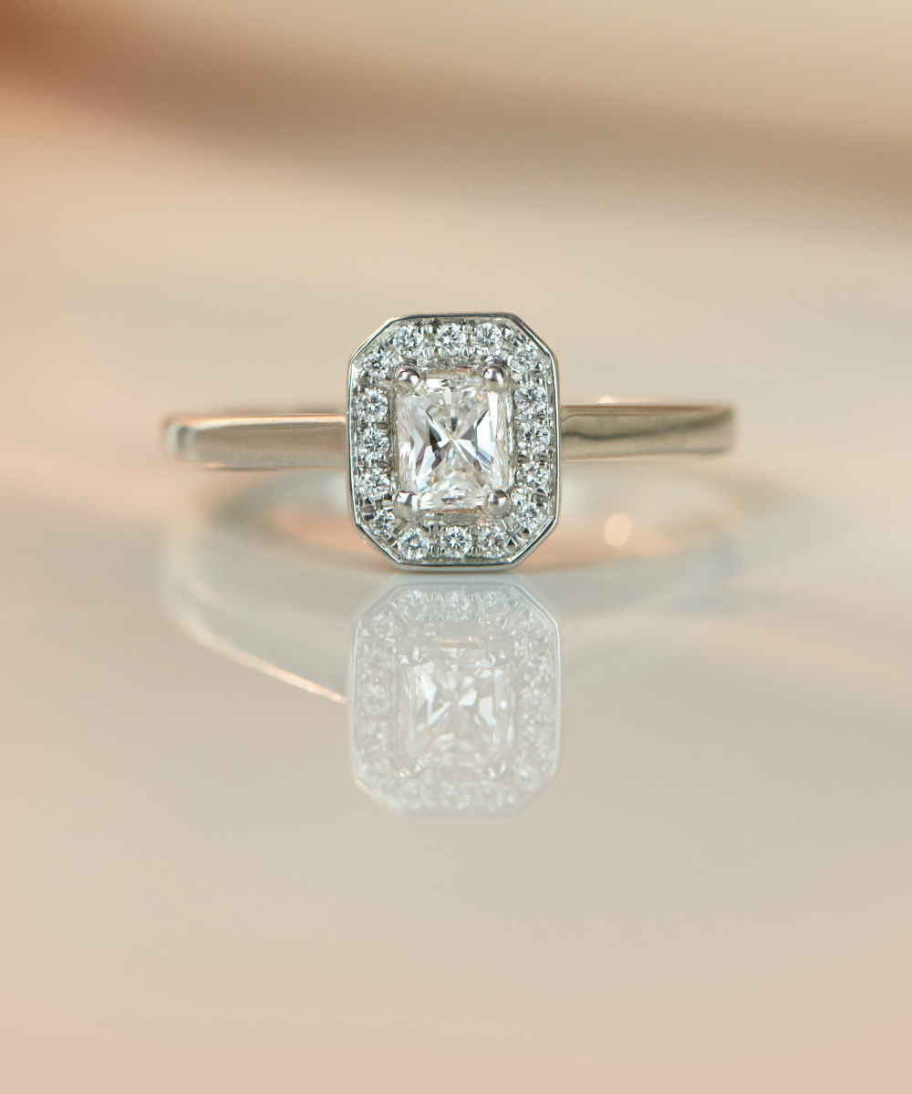 0.40ct Radiant Cut Diamond Cluster Engagement Ring
