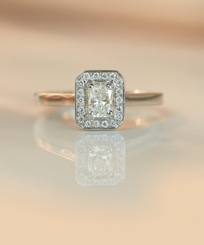 0.45ct Radiant Cut Diamond Cluster Engagement Ring