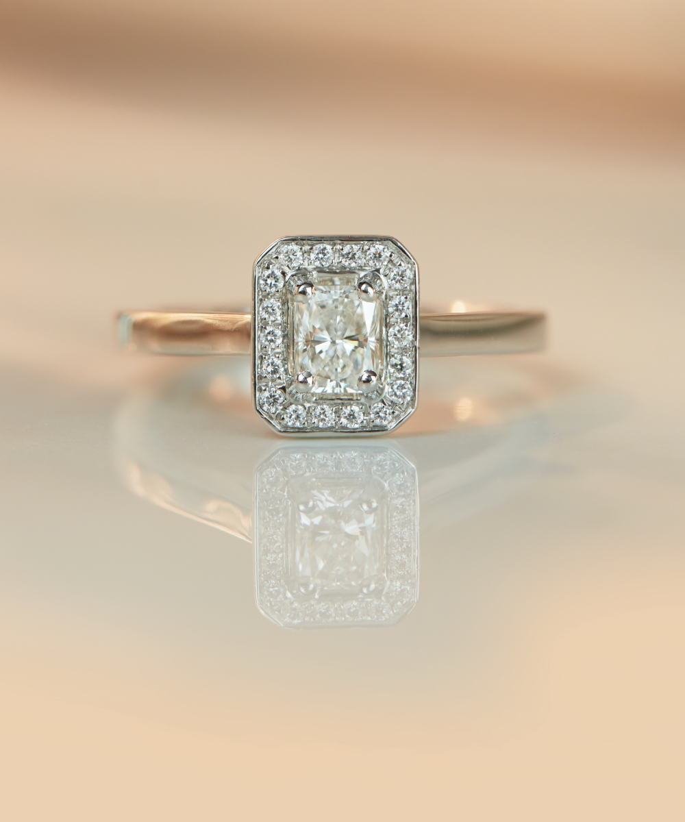 0.45ct Radiant Cut Diamond Cluster Engagement Ring