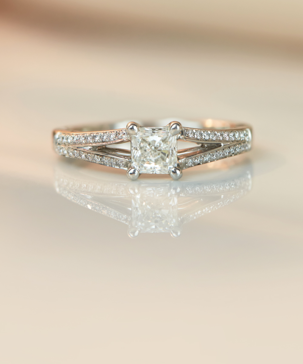 0.60ct Square Radiant Diamond Split Band Ring