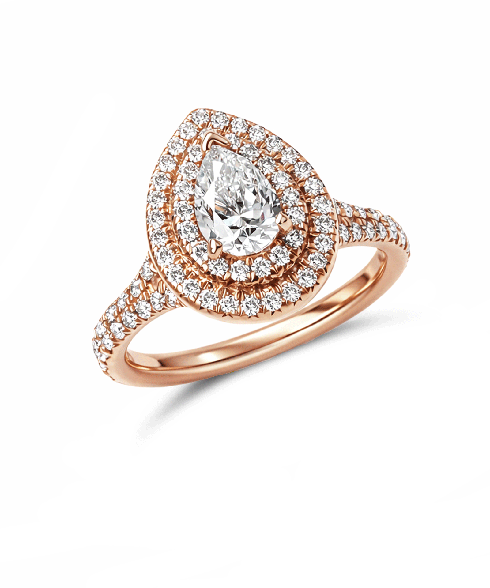 18ct Rose Gold 0.50ct Pear Cut Diamond Illusion Halo Ring