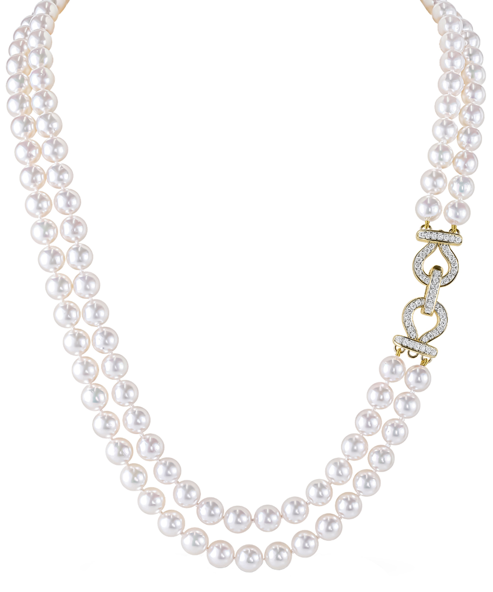 Matt Aminoff Akoya Pearl & Diamond Collar Necklace with Decorative Clasp