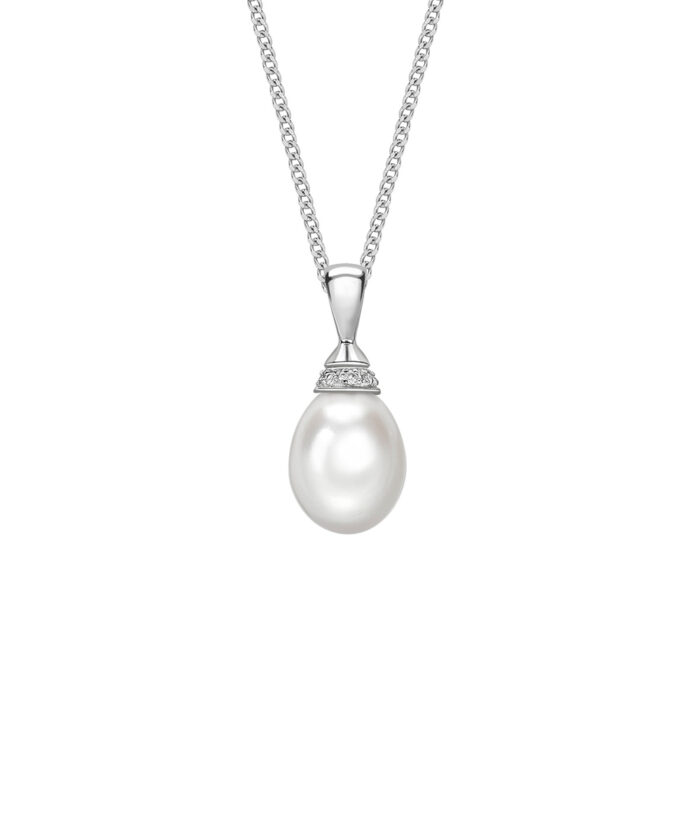 Matt Aminoff Teardrop Freshwater Pearl & Diamond Pendant