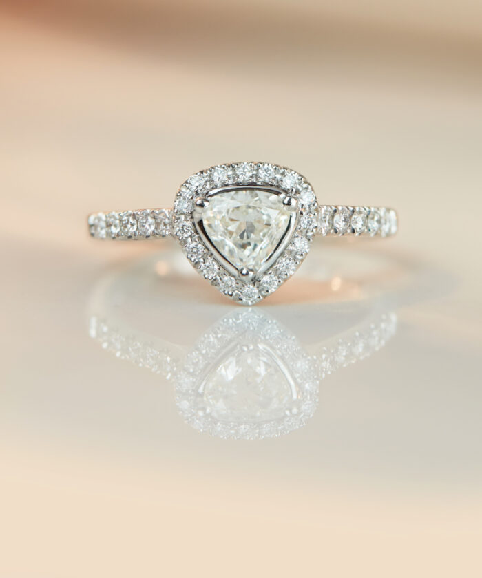 Platinum 0.45ct Pear Brilliant Diamond Halo Ring