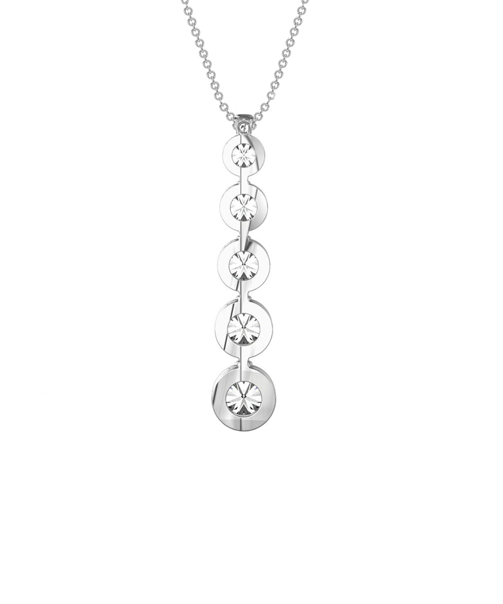 Sirena 5 Diamond Drop Pendant in 18ct White Gold Back