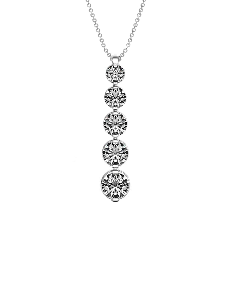 Sirena 5 Diamond Drop Pendant in 18ct White Gold