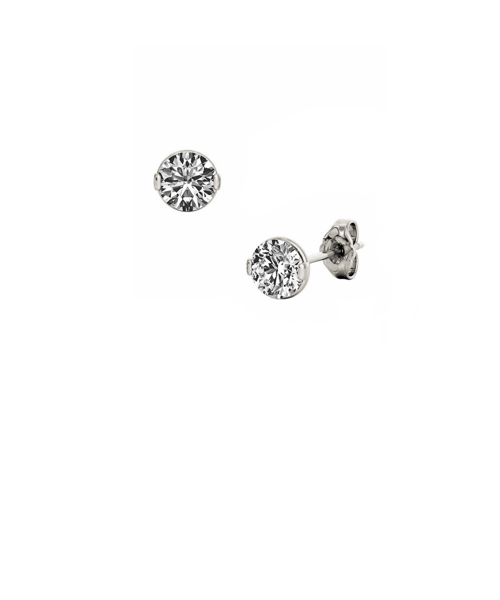 Sirena White Gold Two Claw Diamond Stud Earrings