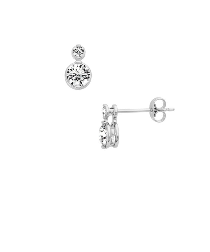 Sirena White Gold Two Claw Duo Diamond Earrings