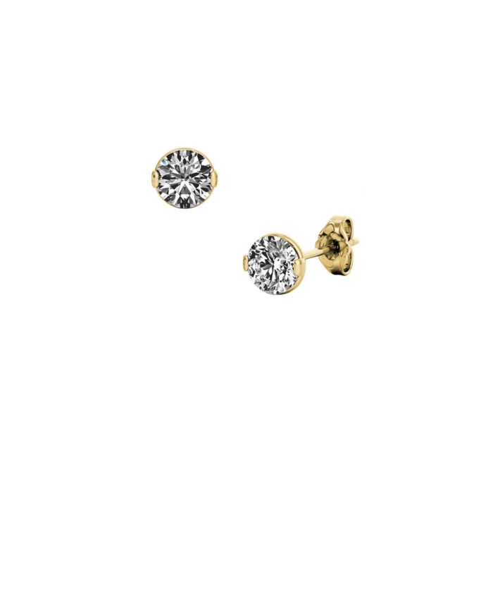 Sirena Yellow Gold Two Claw Diamond Stud Earrings