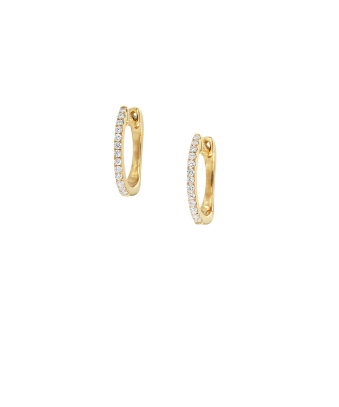 Skinny 18ct Yellow Gold Diamond Hoop Earrings