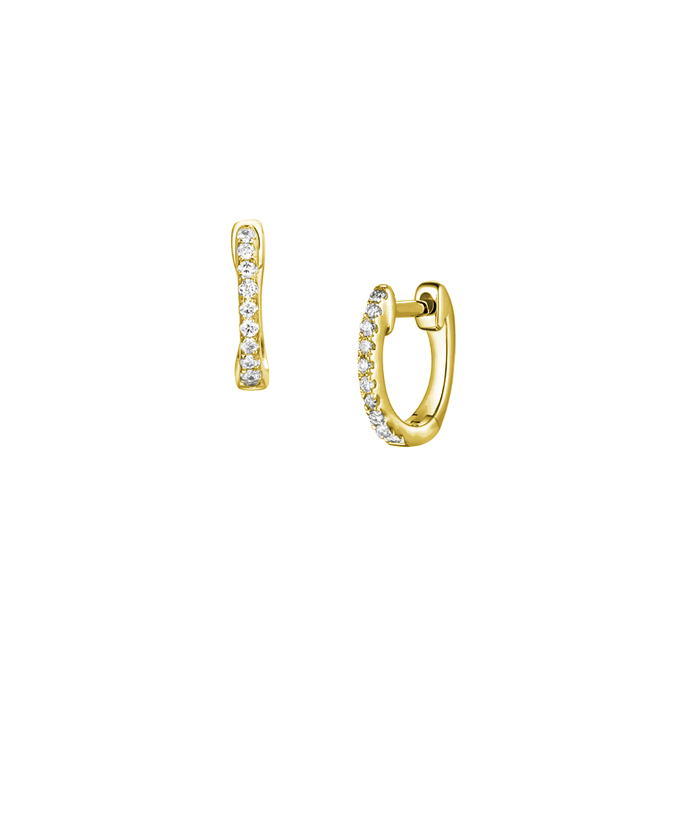 Small 18ct Yellow Gold Diamond Hoop Earrings