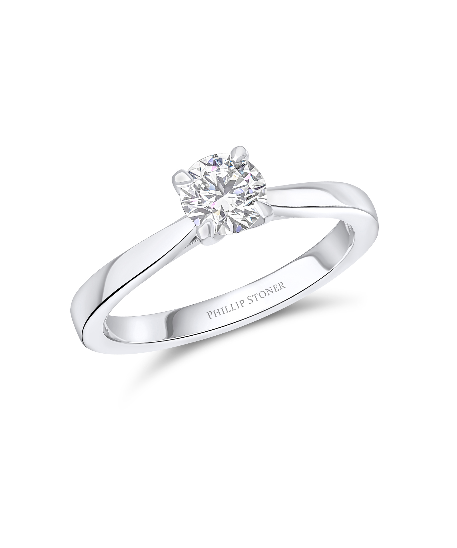 0.50ct Round Brilliant Cut Diamond Ring with Cathedral Setting - Phillip Stoner The Jeweller