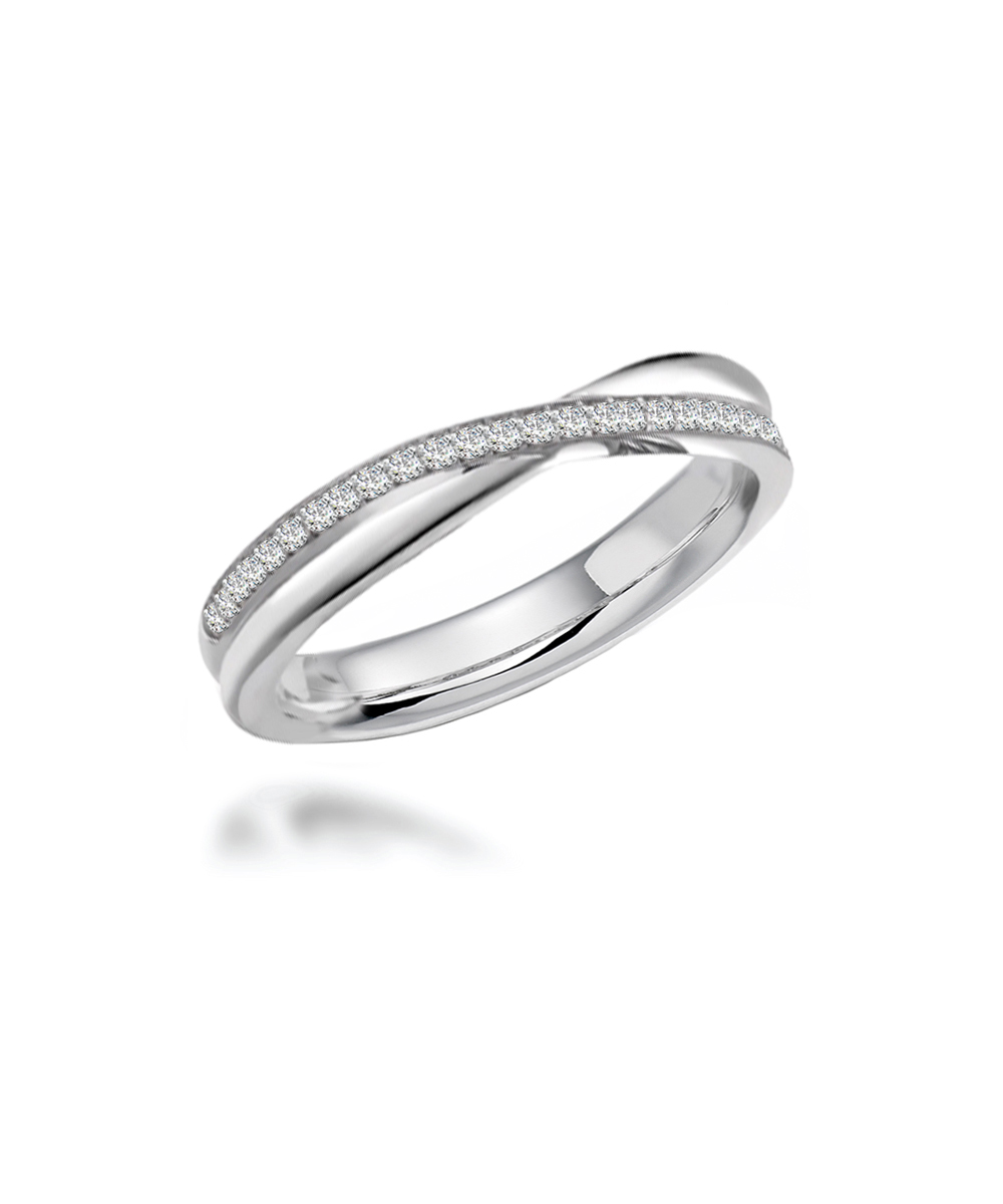 Pavé Set Diamond Plaited Wedding Band