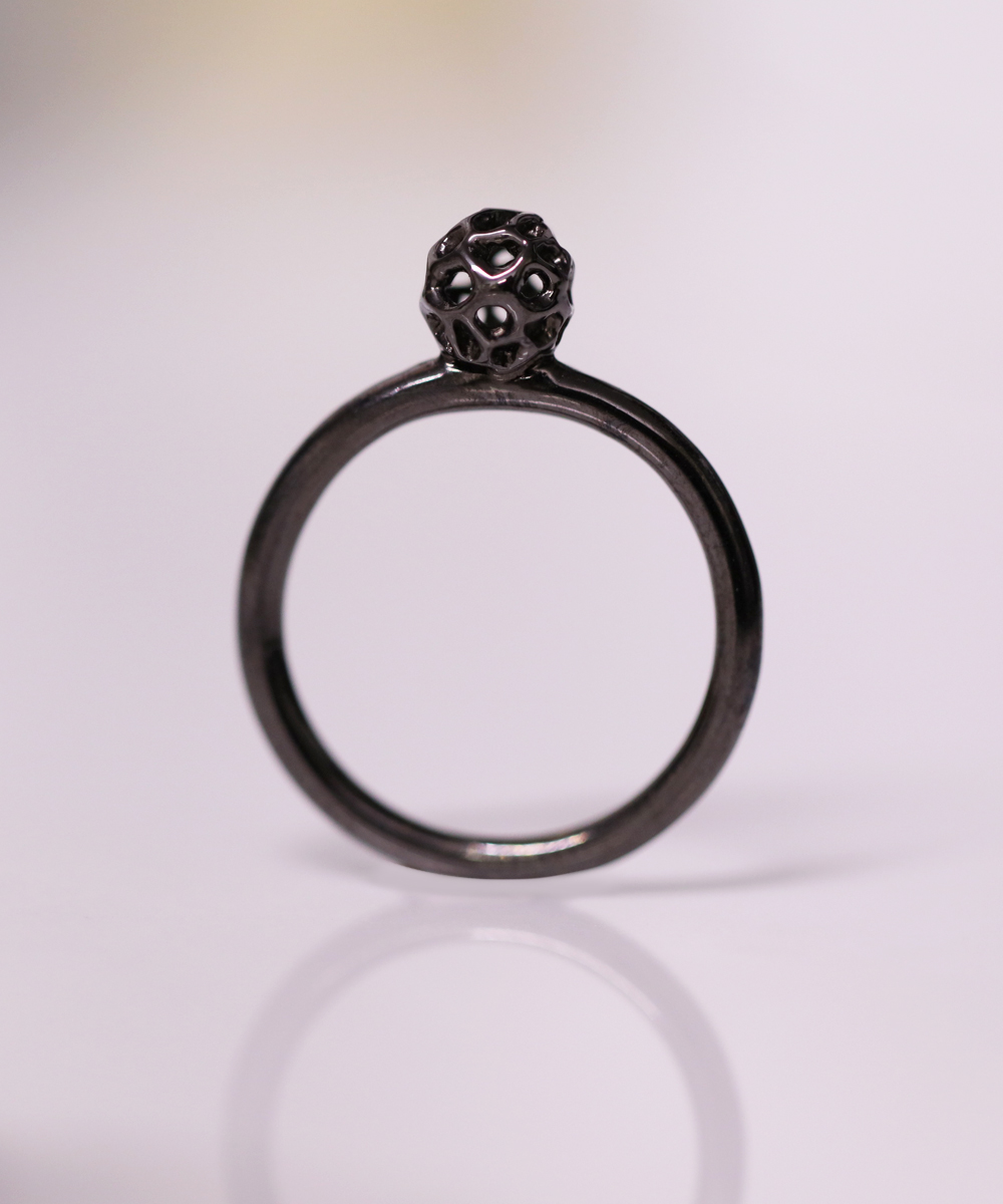 Rachel Galley Oxidised Silver Globe Ring