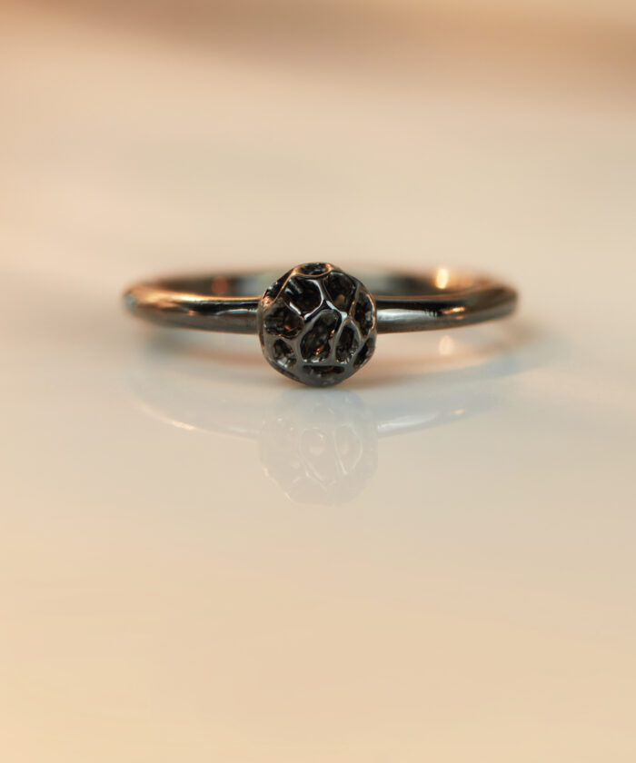 Rachel Galley Oxidised Silver Globe Ring