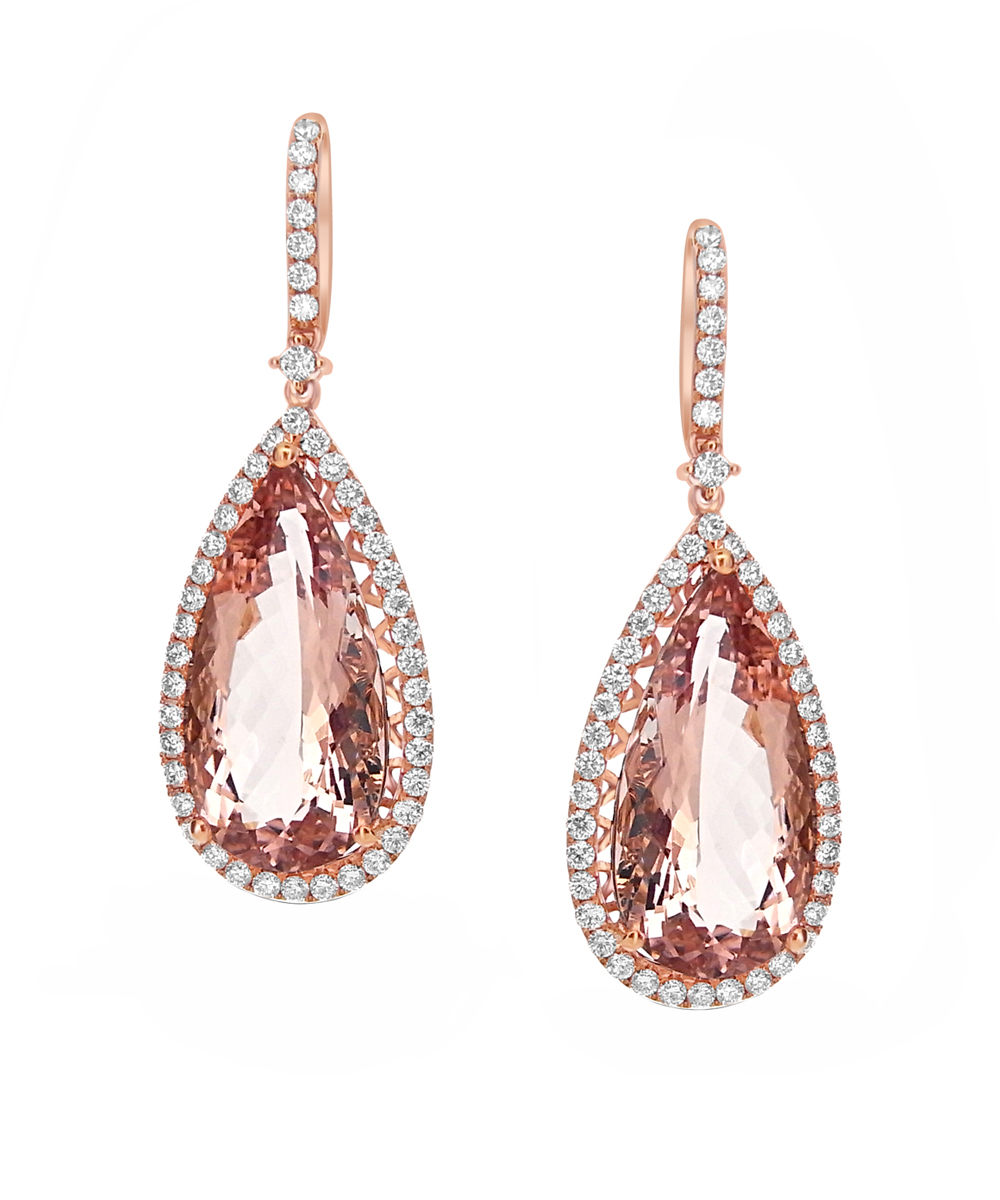 Rose Gold Morganite & Diamond Cocktail Earrings