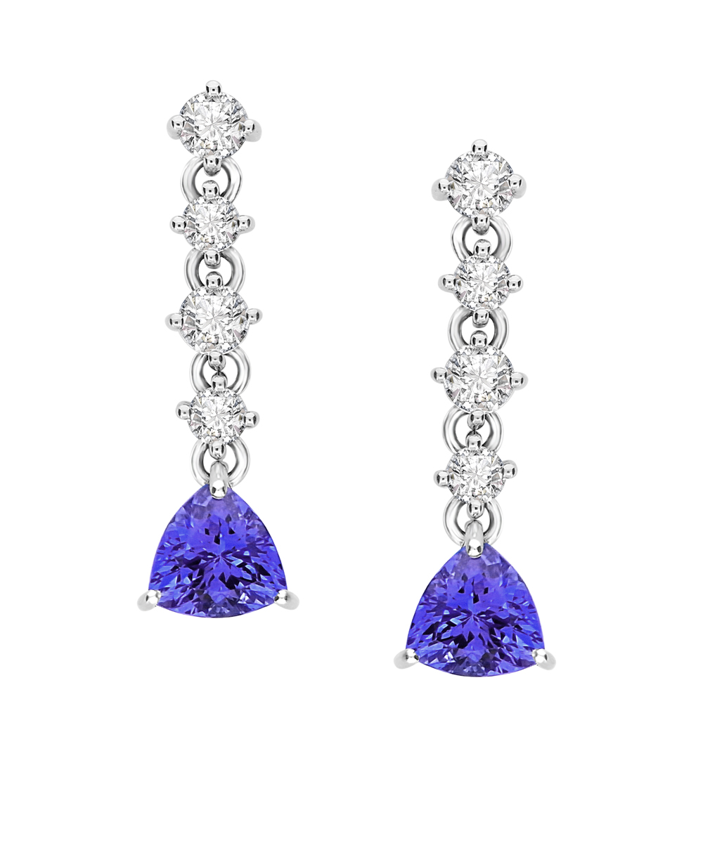 Tanzanite & Diamond Cocktail Earrings Phillip Stoner The Jeweller