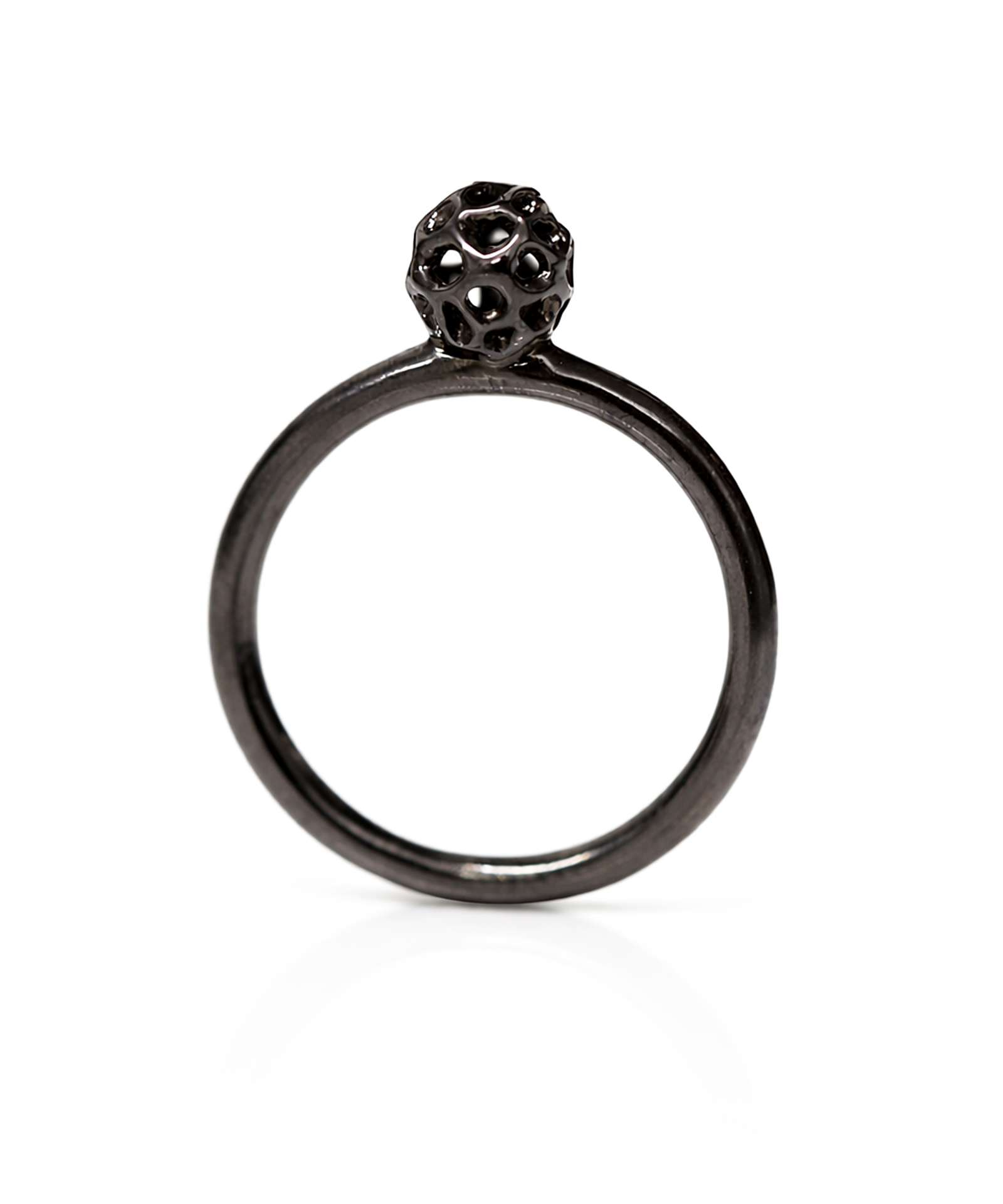 Rachel Galley Oxidised Sterling Silver Globe Ring Detail