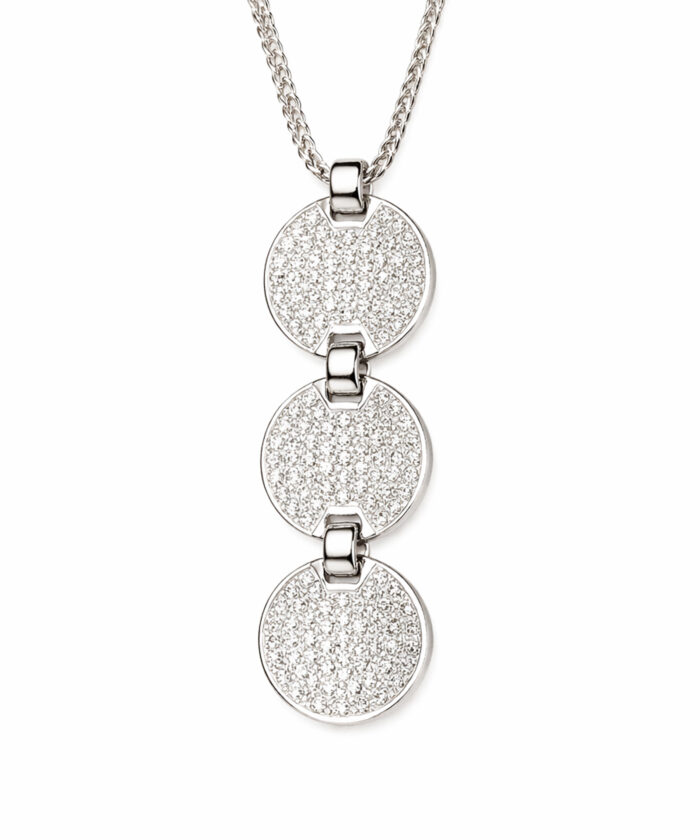 18ct White Gold Pavé-Set Diamond Disc Pendant