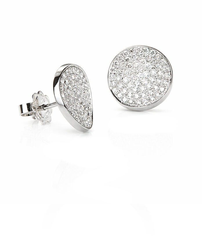 18ct White Gold Pavé-Set Diamond Earrings