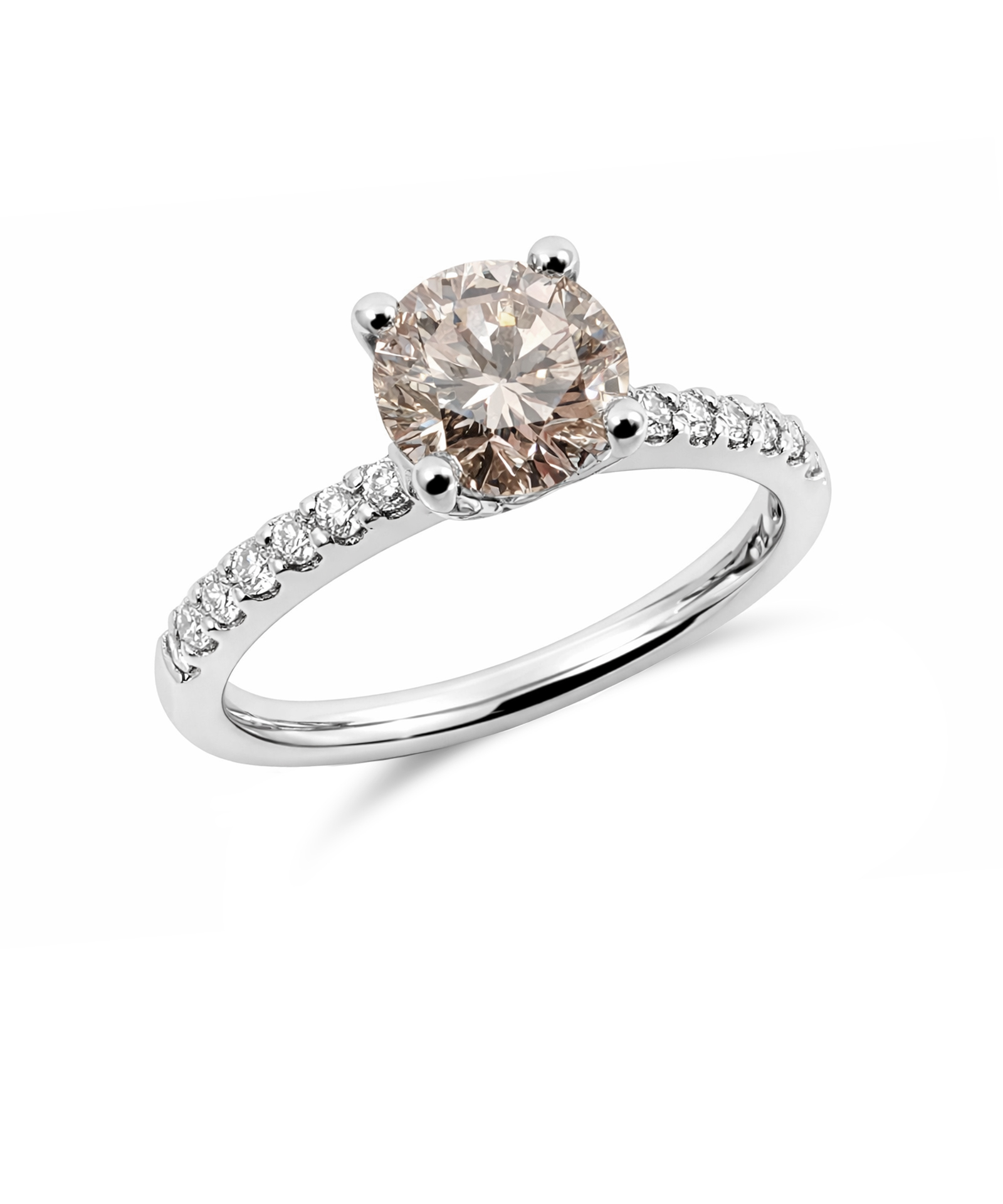 Pre-owned 1ct Round Brilliant Cut Engagement Ring with Peach Diamond