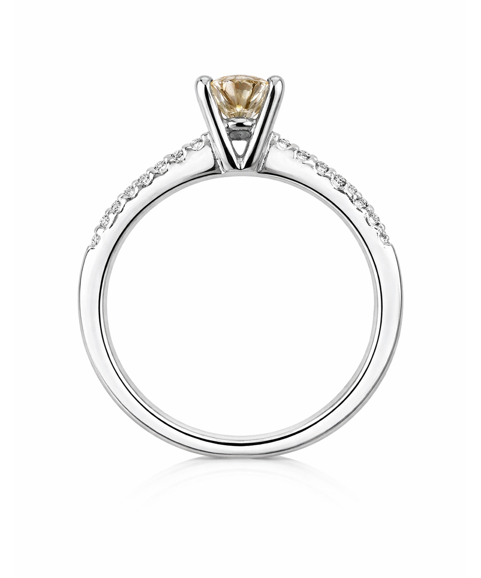 Pre-owned 1ct Round Brilliant Cut Solitaire Engagement Ring with Peach Diamond