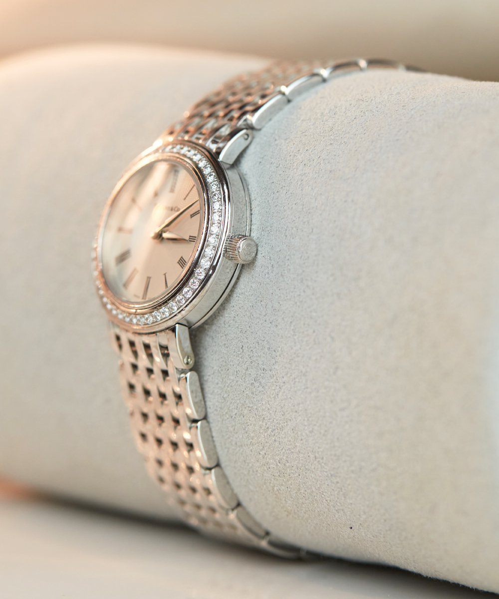 Tiffany & Co Ladies White Gold Diamond Bezel Watch