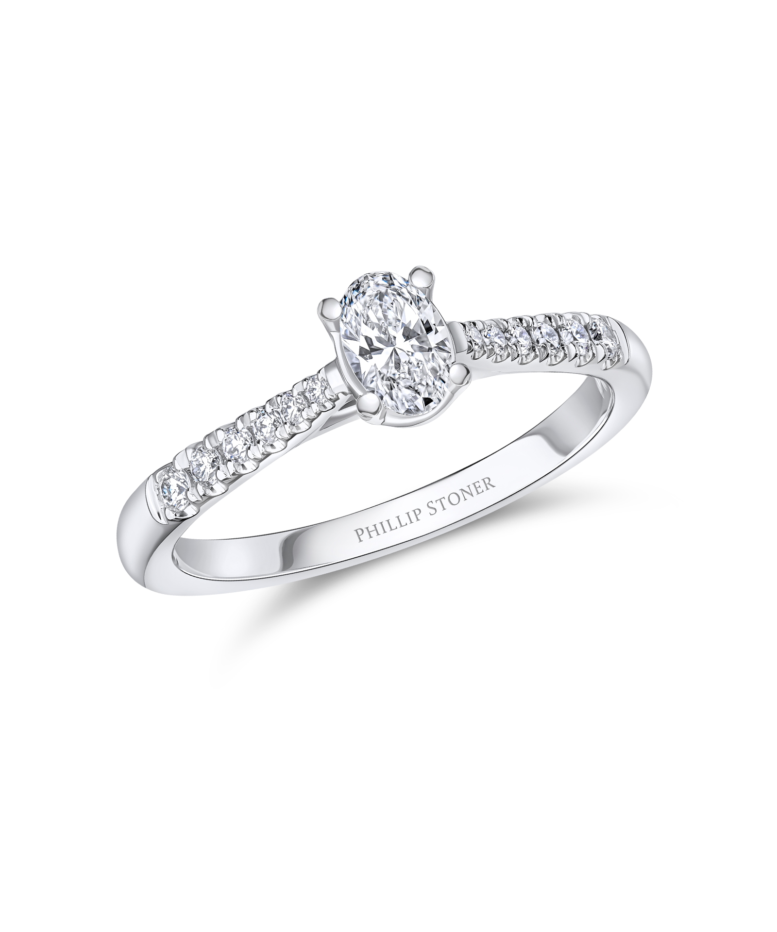 0.30ct Oval Cut Diamond Engagement Ring with Scallop Set Shoulders - Phillip Stoner The Jeweller