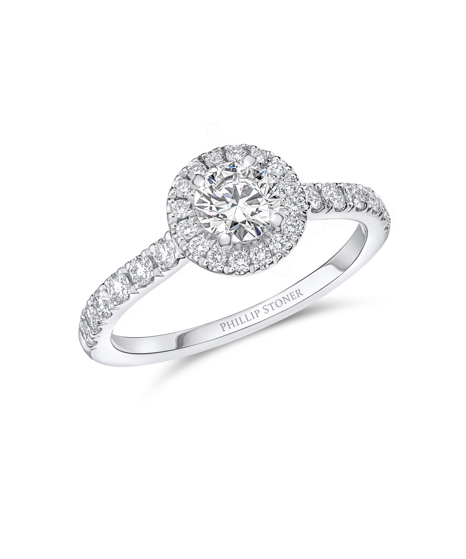 0.50ct Round Brilliant Cut Diamond Thea Halo Engagement Ring - Phillip Stoner The Jeweller