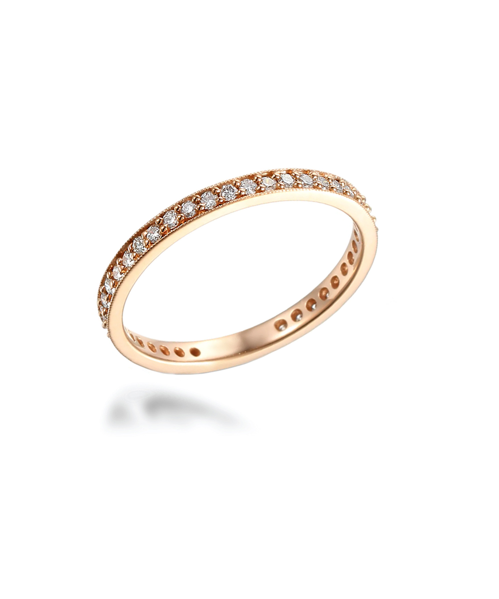18ct Rose Gold Milgrain Diamond Set Eternity Ring