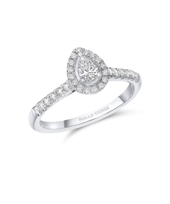 0.20ct Pear Cut Diamond Cluster Engagement Ring - Phillip Stoner The Jeweller