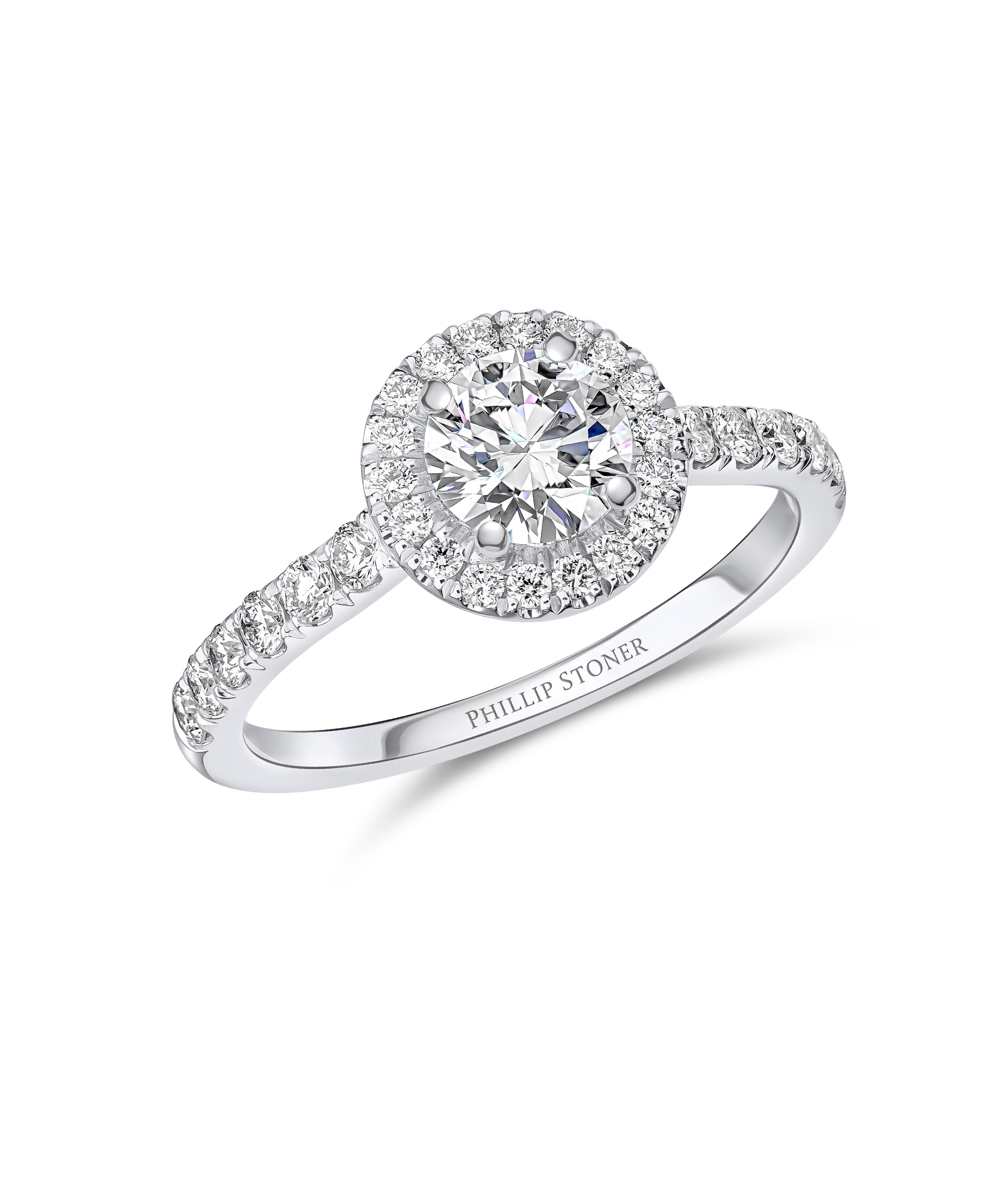 0.70ct Round Brilliant Cut Diamond Thea Halo Engagement Ring - Phillip Stoner The Jeweller