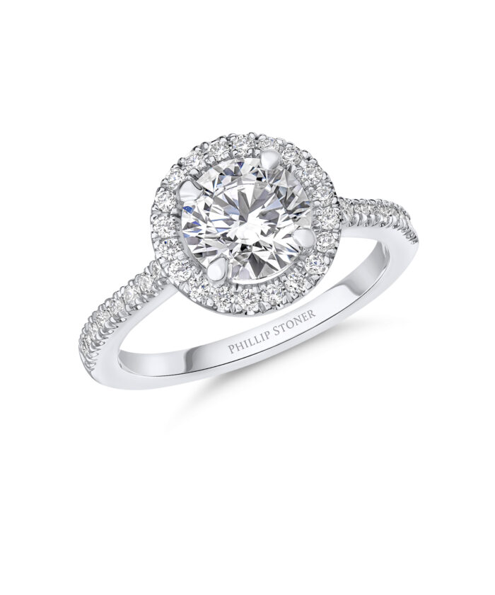 1.50ct Round Brilliant Cut Diamond Thea Halo Engagement Ring - Phillip Stoner The Jeweller