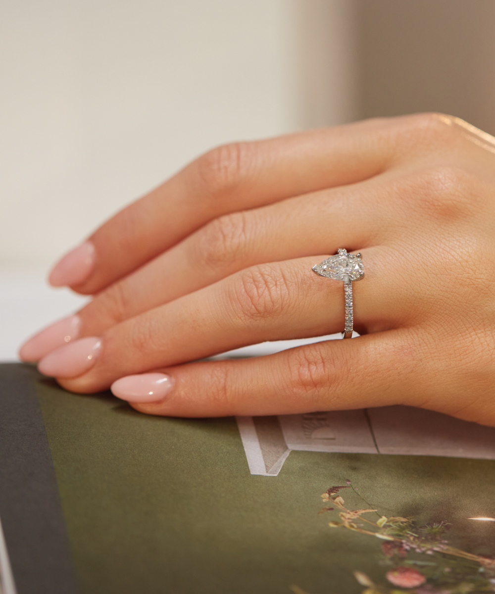 1.70ct Pear Cut Diamond Nova Engagement Ring - Modelled