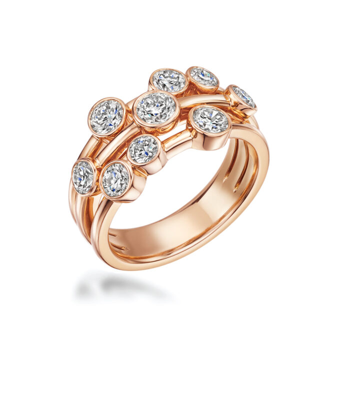 18ct Rose Gold & Diamond Bubble Cocktail Ring
