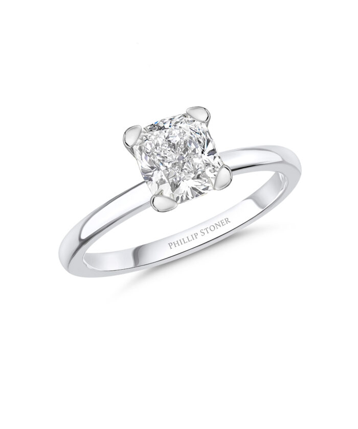 2ct Cushion Cut Diamond Set Nova Engagement Ring with Cup Claws - Phillip Stoner The Jeweller