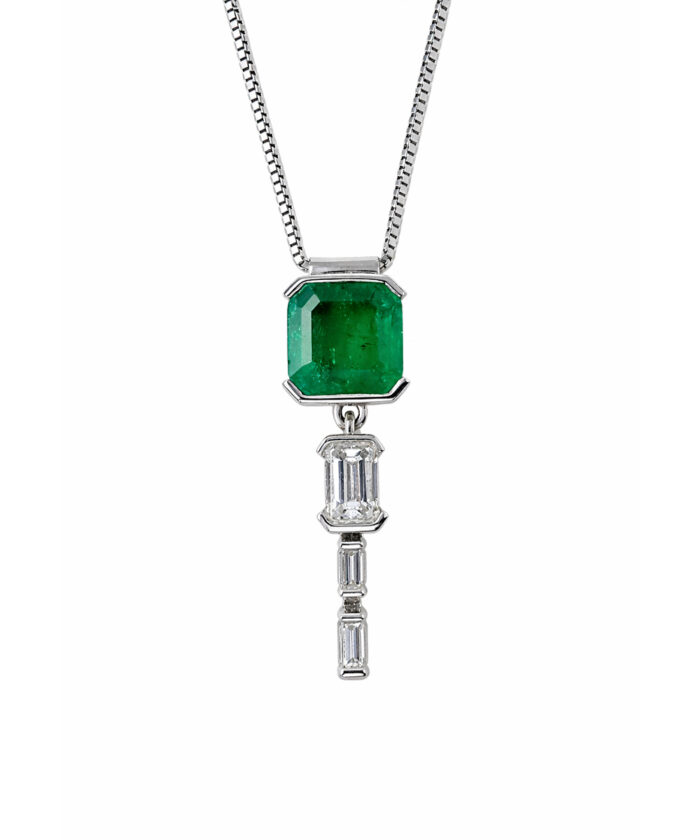 Emerald & Diamond Ava Pendant - Designed & Made by Phillip Stoner The Jeweller