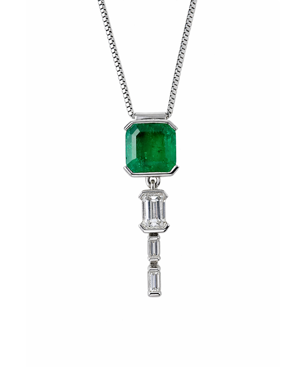 Emerald & Diamond Ava Pendant - Designed & Made by Phillip Stoner The Jeweller